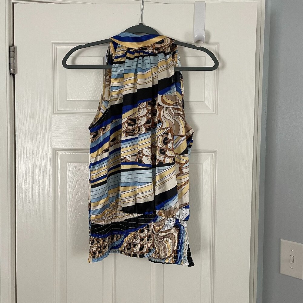 Cache halter top, multicolor abstract print, size S
